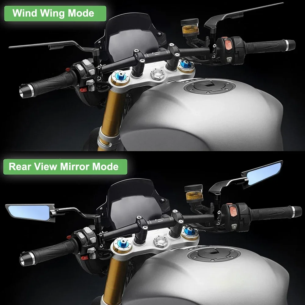 Motorcycle Rear View Mirrors Universal 360° Rotating Stealth Wind Wing Side Mirrors Wide Angle Rearview Mirror Motorcycle Decor