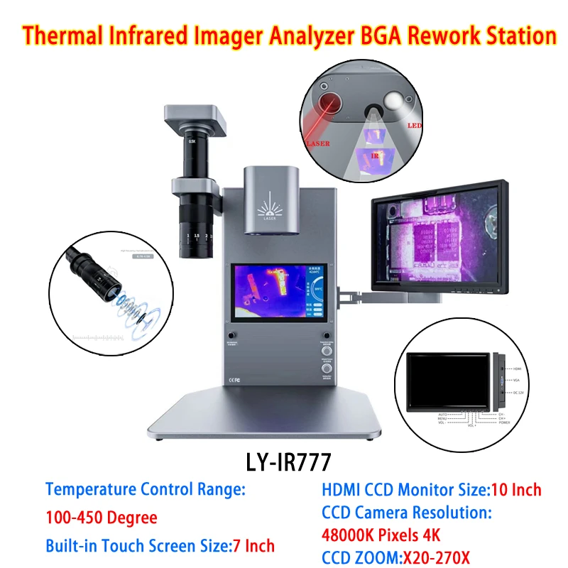 

Mini 2 In 1 Thermal Infrared Image Analyzer BGA Rework Station Built-in Laser Heating De-soldering Function 30mm*30mm Work Area