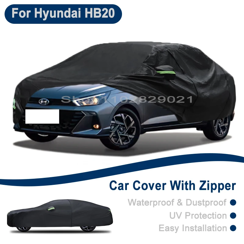 

Всепогодный чехол для автомобиля Hyundai HB20 - с боковой молнией, водонепроницаемый, пылезащитный, солнцезащитный