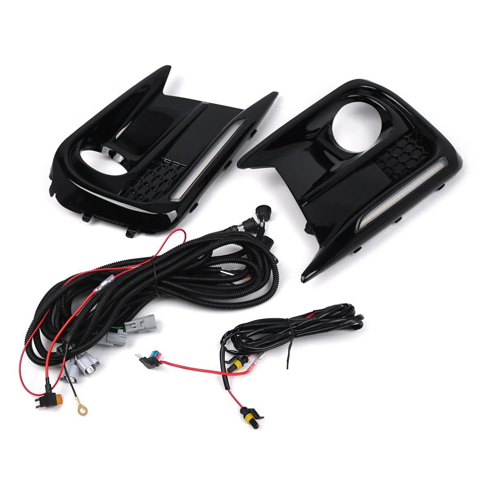Black Fog Lamp Opening Bezels Car Fog Light Set with Sequential Flash for Subaru WRX STI