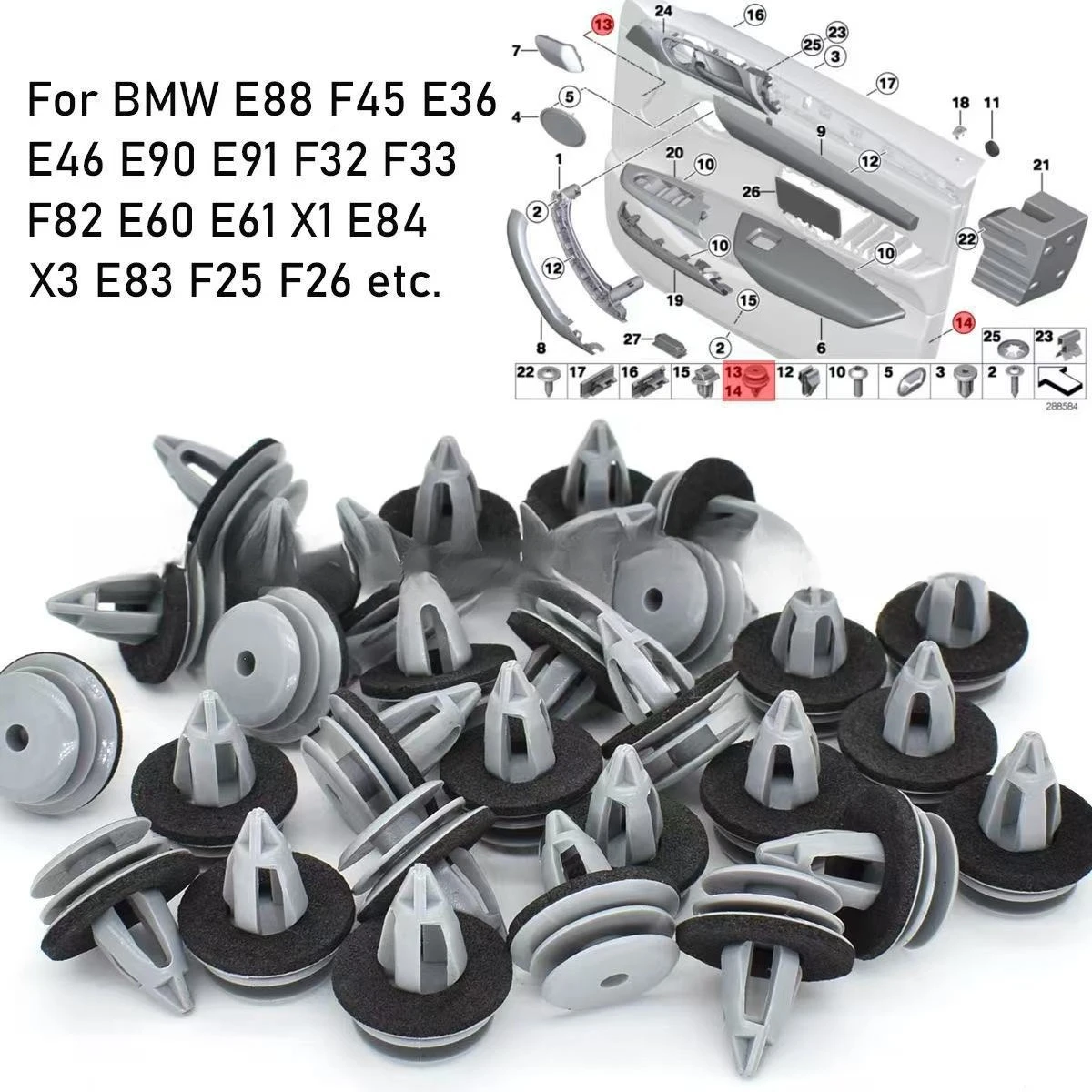 100pc Plastics Clips For Peugeot 206 207 307 308 408 508 3008 Interior Door Card Trim Panel Clips Car Interior Door Fastener