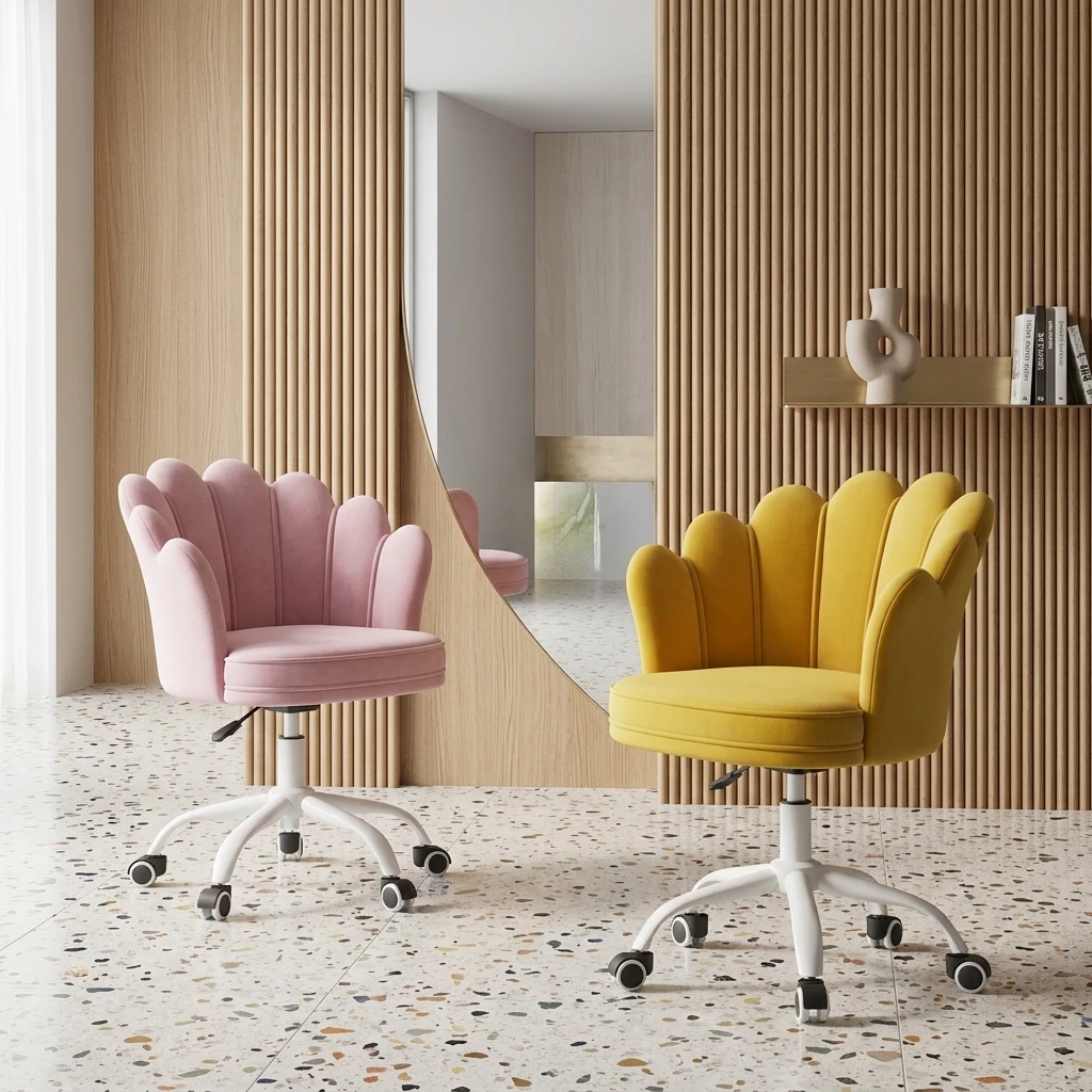 & Nordic Fabric Petal Office Chairs Student Minimalist Lift Backrest Computer Chair Home Bedroom Furniture for Study