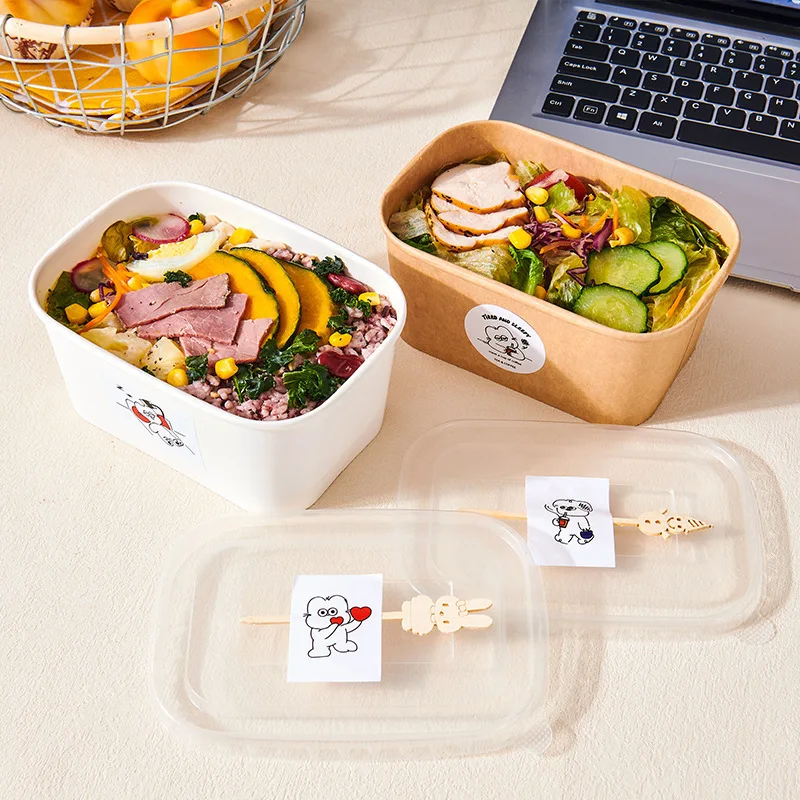 Custom Kraft Paper Camping Picnic Box Fruit Disposable Lunch Box Bento Sushi Paper Box Outdoor Spring Outing Packin