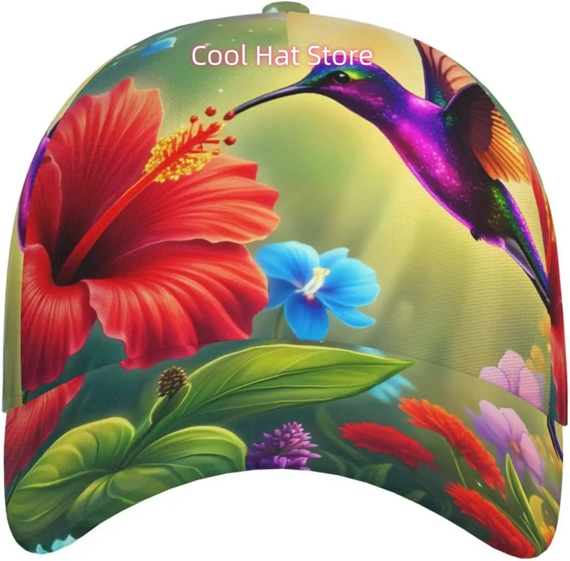 Hummingbird Garden Magic Pattern Baseball Cap Adjustable Cotton Baseball Hat for Sports, Outdoor, Travel Gifts for Men Black