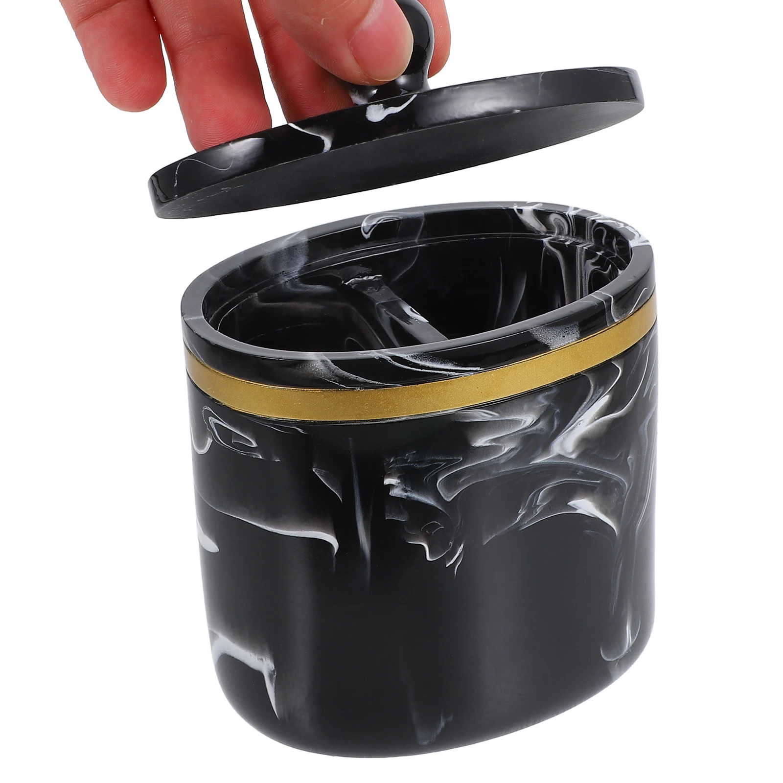 

Cotton Pad Storage Box Lidded Design Makeup Vanity Organizer Resin Material Safe Practical Tidy Desktop Container