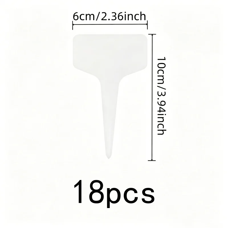18 pcs T-Shape Plant Markers with Smooth Writable Surface, ideal for Outdoor Garden Marking and Nursery Seedling ID