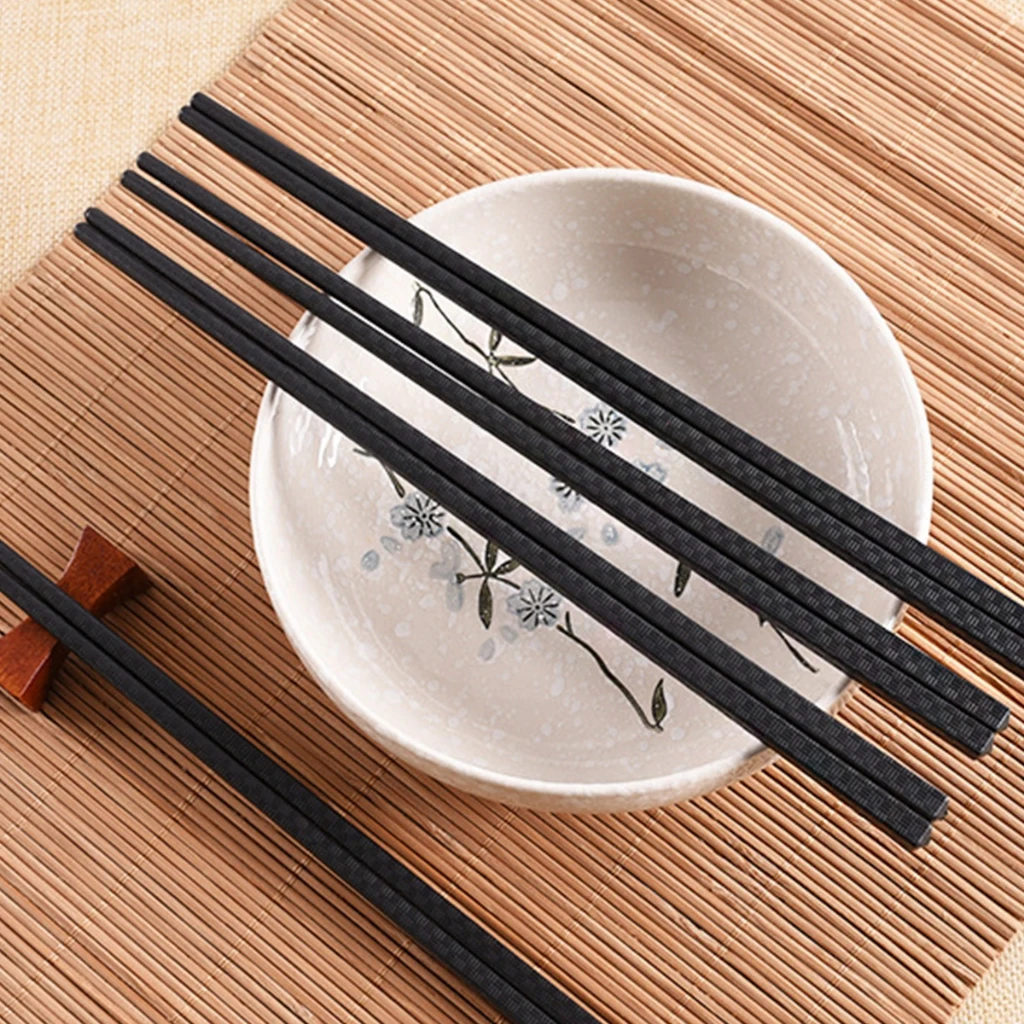 

2024 New Reusable Black Alloy Chinese Chopsticks Food Sushi Sticks Safe Food Grade High Temperature Sterilizable Chopsticks