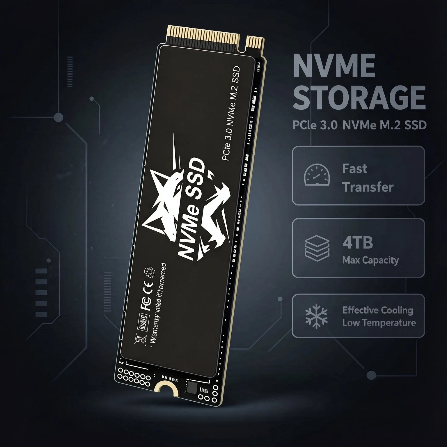 HS Original Portable M.2 2280 NVMe SSD PCIe3.0 TLC 3D NAND 2TB 4TB Internal Gaming Solid State Drive for Laptop Desktop PC