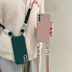 Lanyard Phone Case for Samsung Galaxy S24 S23 FE S25 Ultra S22 S21 Plus A16 A06 A55 A35 A25 A15 A05 A05S Crossbody Soft Cover