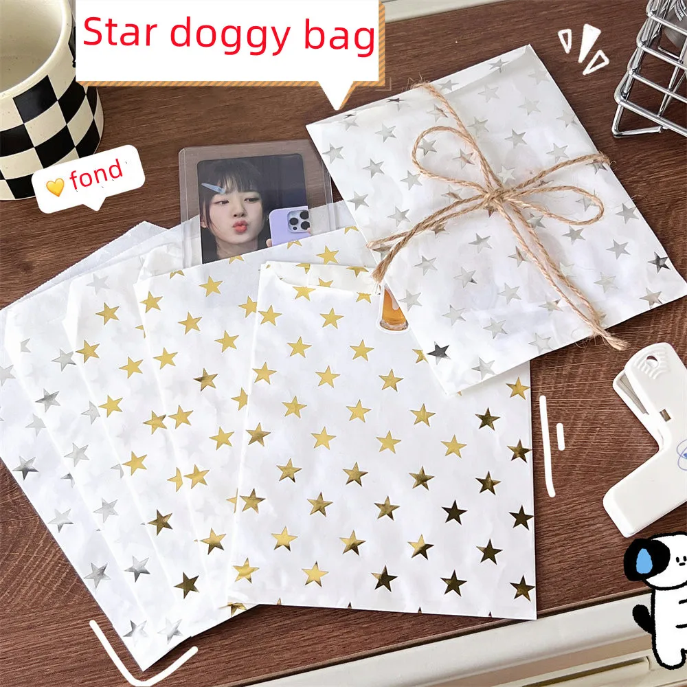 ins simple silver gold senior sense star hot gold paper bag gift bag out of card kraft paper student packing bag assistant