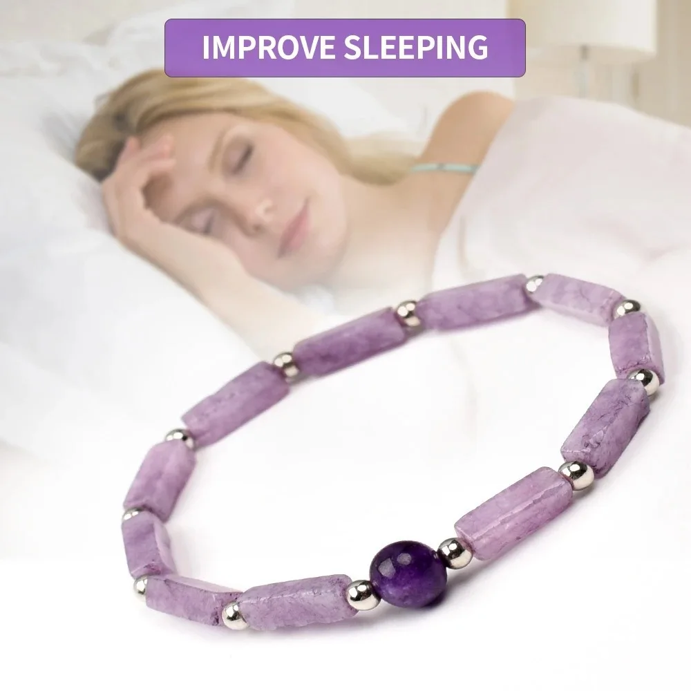 Natural Amethyst Body-purify Slimming Bracelet Stone Energy Yoga Bracelets for Women Weight Loss Bracelet Fatigue Relief Healing