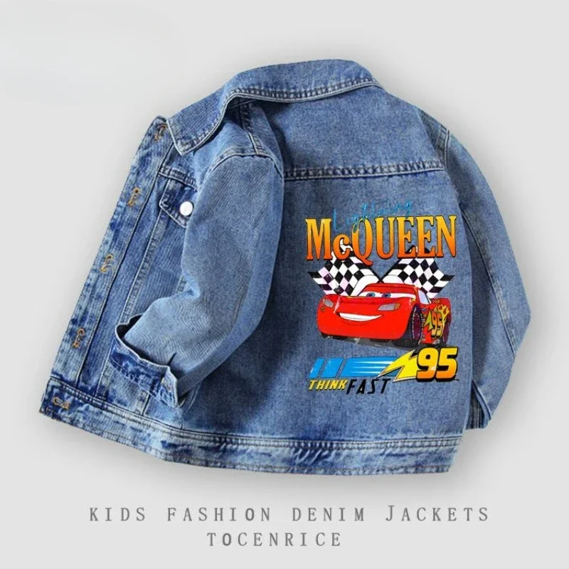 

Детская одежда Lightning McQueen 95, персонализированная куртка с героями мультфильмов для мальчиков, красивая джинсовая куртка, креативная куртка, подарок на праздник
