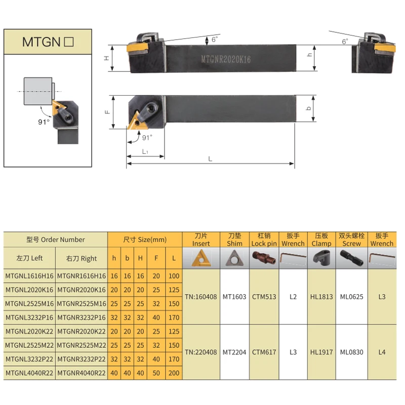 Hengxin-外部旋削工具ホルダー、超硬インサート、レザーCNCマシンバーツール、mtgn mtgnr25m16 mtgnl3232p12 1616h16 202k16