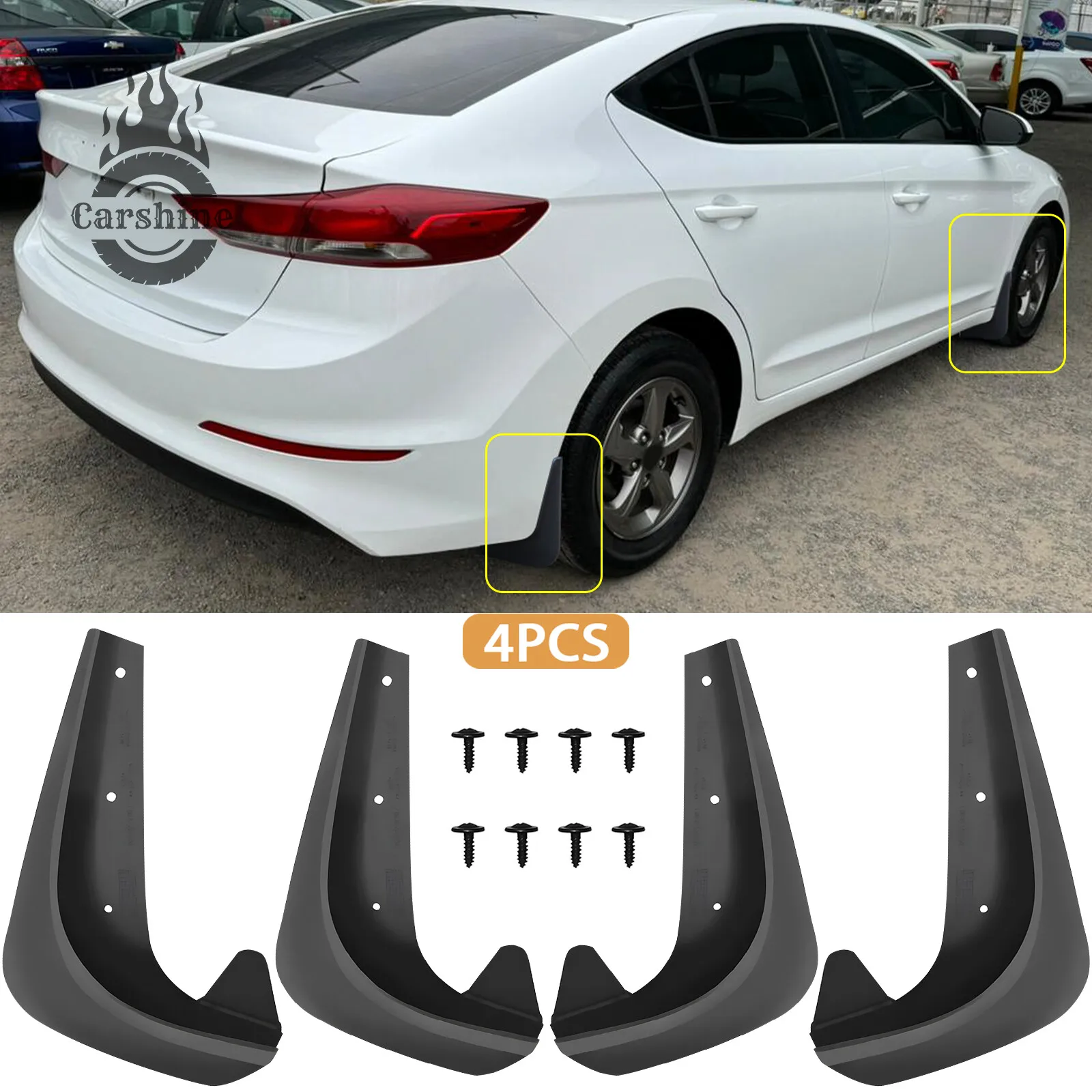 

For Hyundai Elantra Sedan 4PCS Front Rear Mud Flap Splash Guards Splashguard