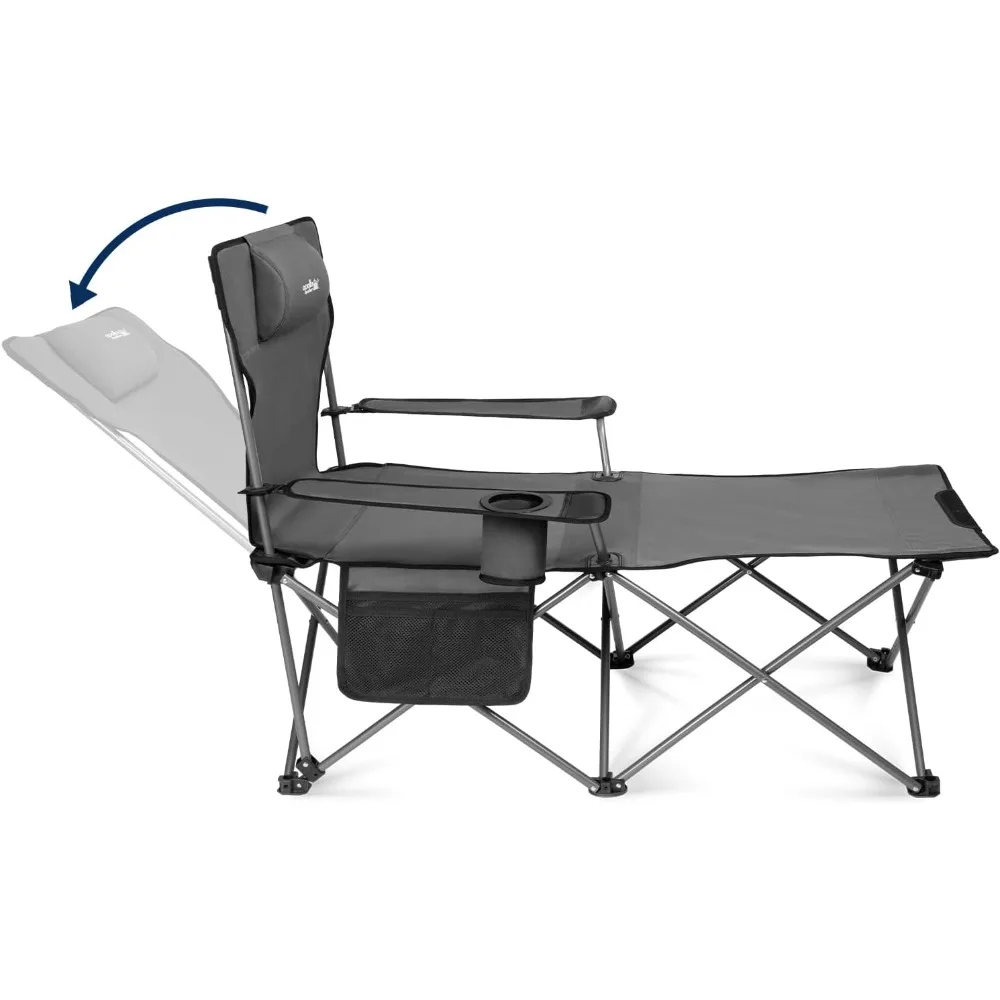 

Camping Chairs for Adults - 6 Legged Beach Chair with Foot Rest, Adjustable 90° - 135° Reclining Lounge Chair Outdoor