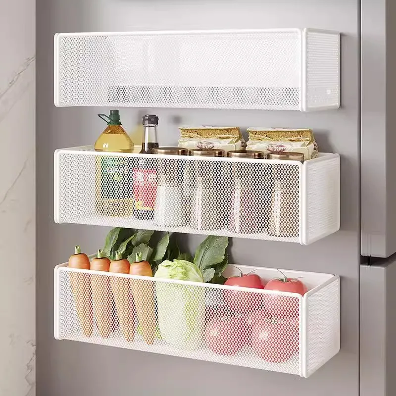 Home Refrigerator Shelf Side Storage Magnetic Artifact Side Side Hanging Basket Basket Box Supplies Household Summary Holder