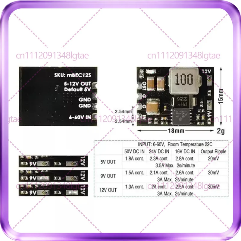 For Matek System MICRO BEC 6-60V TO 5V/9V/12V Output, Buck Module ADJ
