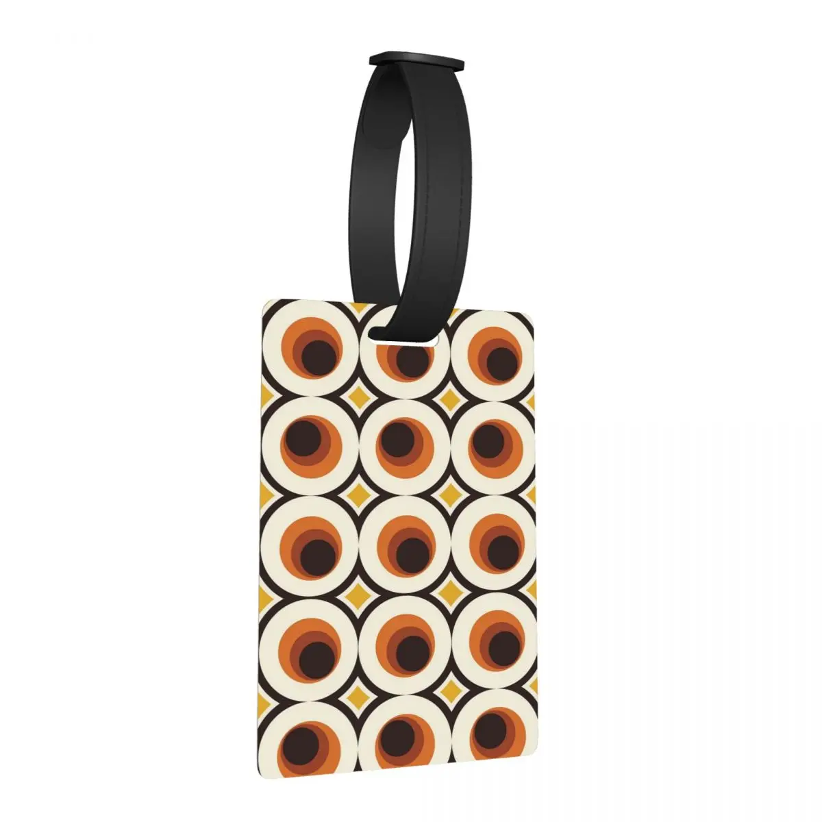 

1970s Orange Mid-Century Modern Circle Luggage Tags Suitcase Travel Portable Baggage Boarding Tag Label Holder ID Name Address