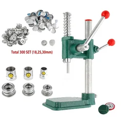 Button Maker Manual Cloth Buckle Fabric Covered Button Machine Button Mould Dies Hand Press DIY Tool with 3 Molds 300pcs Buttons