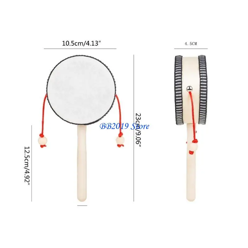 Q0KB Tradicional Drum Baby Rattle Rattle Toy Recém -nascido Crianças Educacional