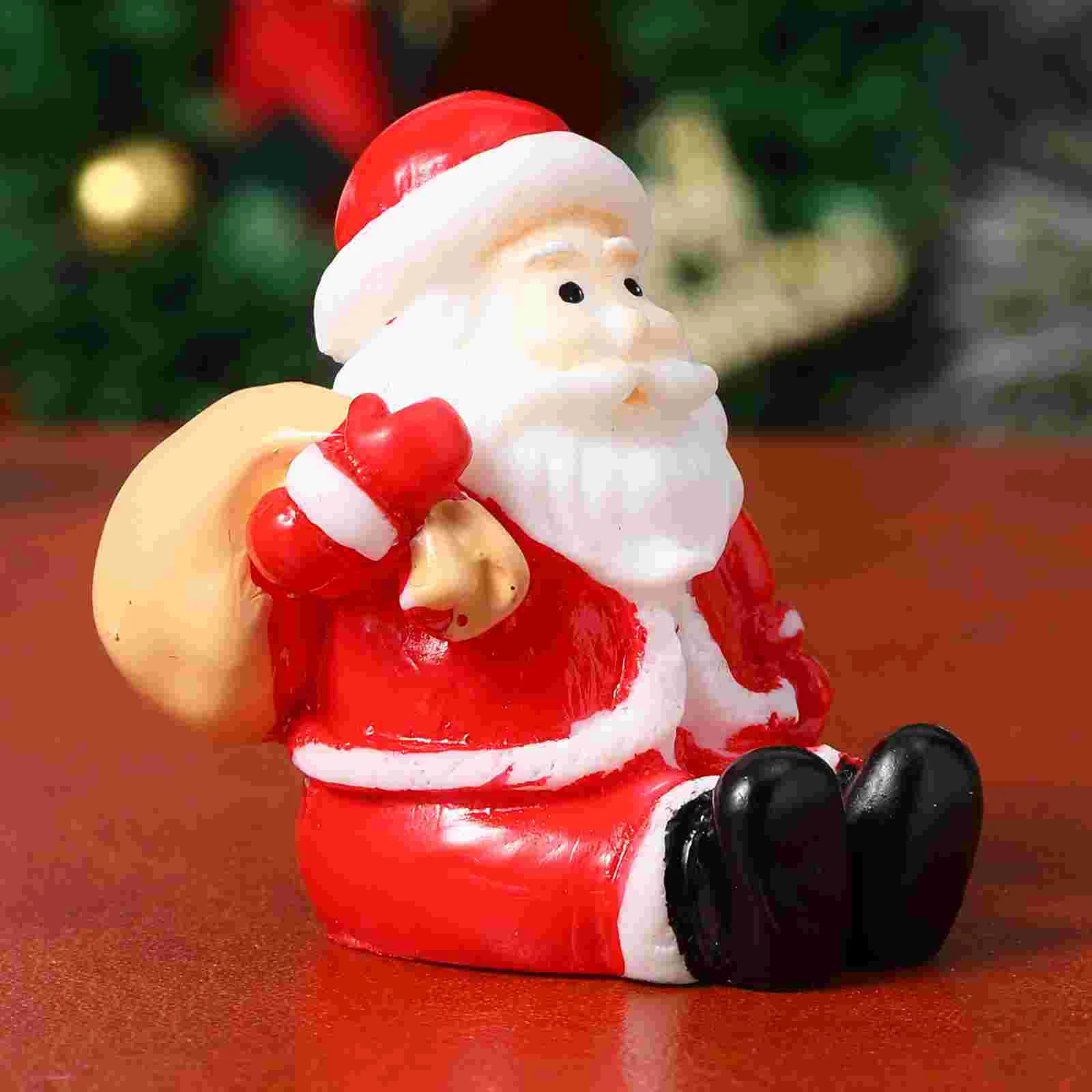 12-delige kerst micro-ornamenten boom miniatuur decoraties standbeeld van vader thuis hars