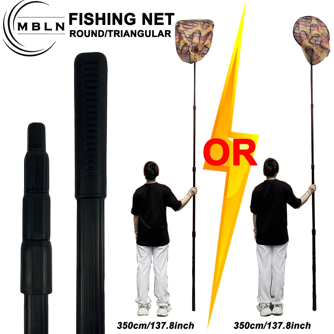 

Giant Foldable Aluminum Alloy Landing Net with Extra-Deep Reinforced Mesh Bag, Round/Triangle Options