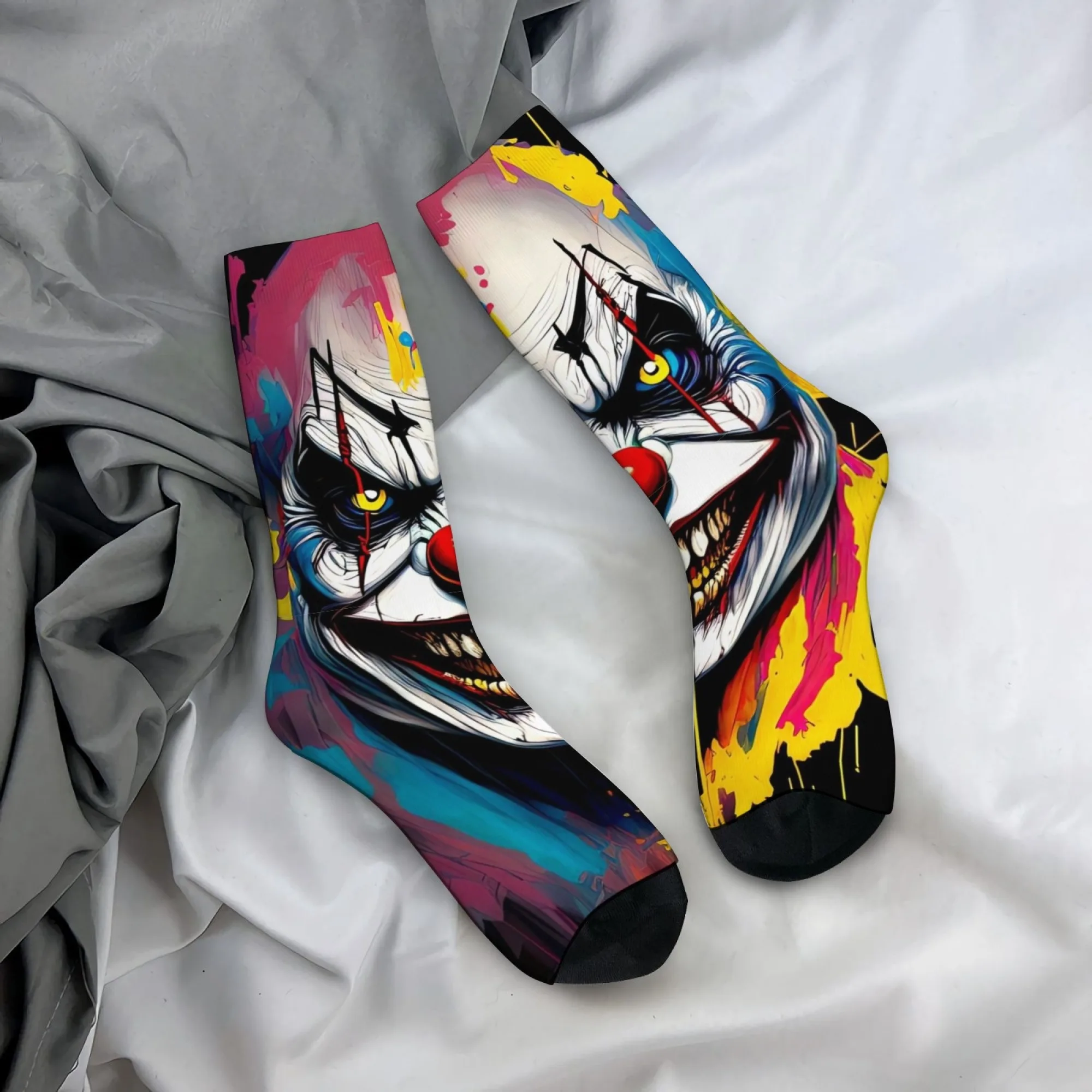 Fun Oil Paint Print Men's Socks Quirky Hip-hop Novel Retro Harajuku Style Cartoon Casual Socks Comfortable Non-slip Soft Socks
