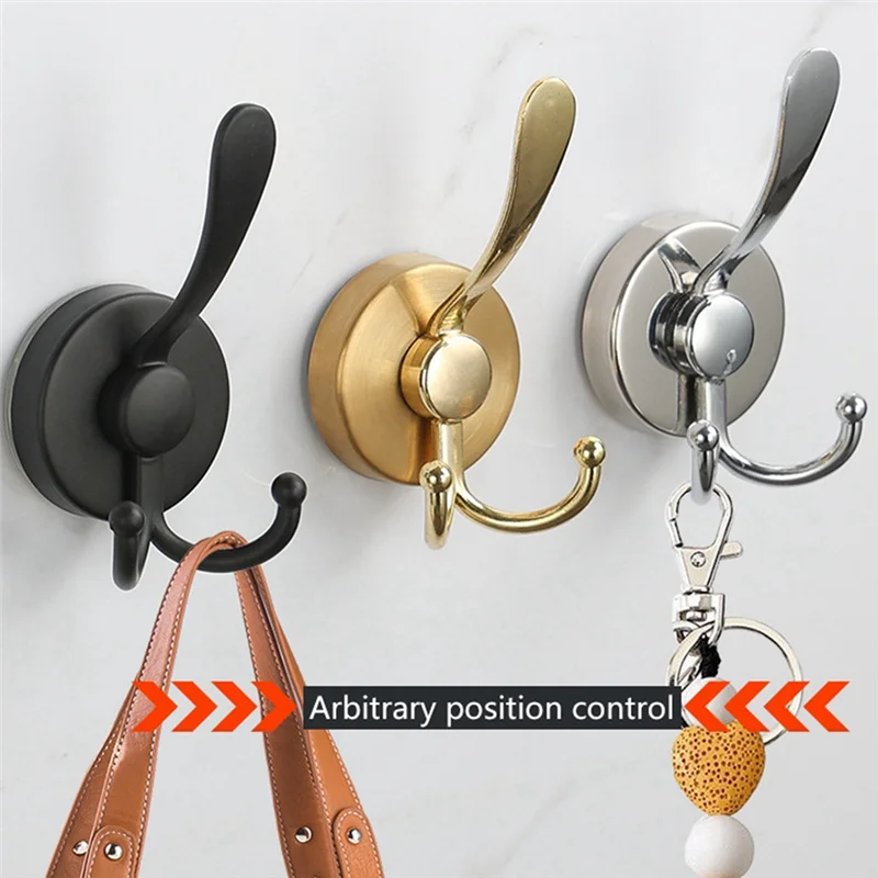 

A38M 4Pcs Stainless Steel Sucker Double Hook Punch-Free Powerful Sucker Hook Reusable Rust-Proof Clothes Hook