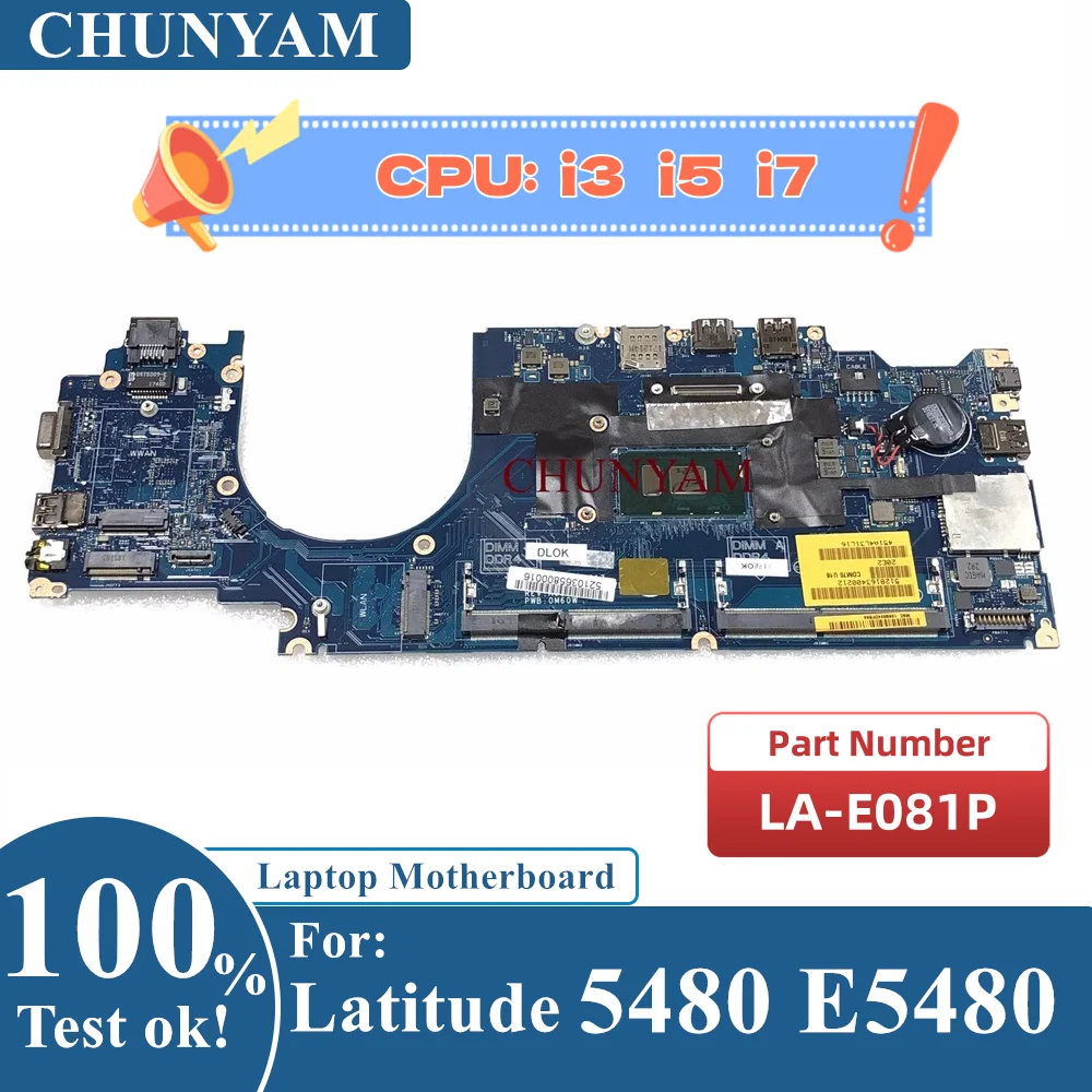 LA-E081P FOR dell Latitude 14 E5480 5480 Laptop Notebook Motherboard 4JH02 3MNCR F68DX K8D93 16XGH Mainboard FULL Test 100%Work