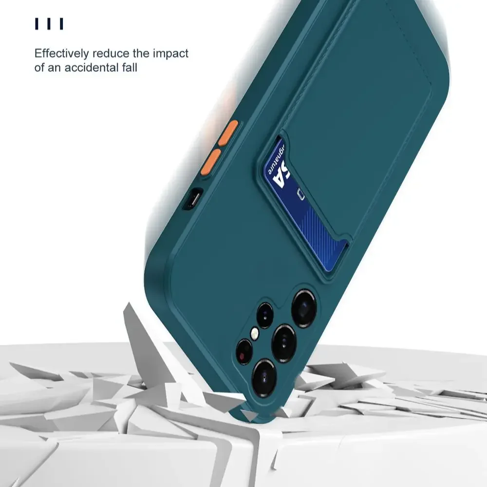 Жидкий силиконовый чехол для Samsung Galaxy S25 S24 S23 S22 S21 S20 Ultra Plus FE Чехол-держатель для карт для Samsung A56 A55 A54 A34 A53