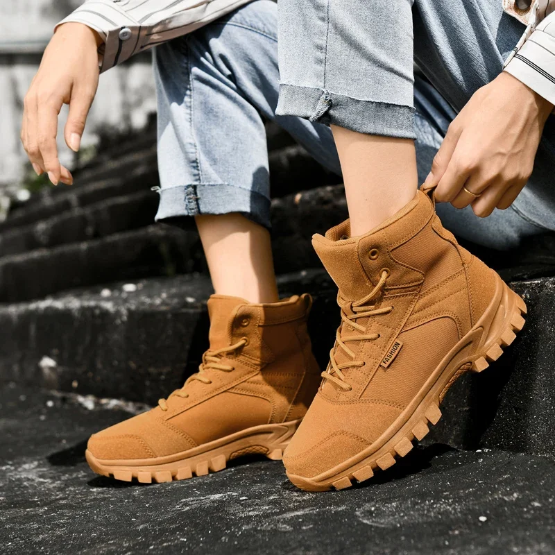 

Tactical Preparation Boots Men Working Boots Ankle Wear Resistant Support High Cut Tactical Shoes Ankle shoe Men's Hiking Boots