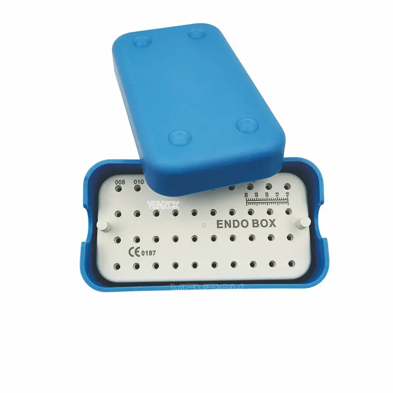 Dental Endo Box With Ruler 40 Holes Blocks Stand for Endo Files Autoclavable Sterilization Case