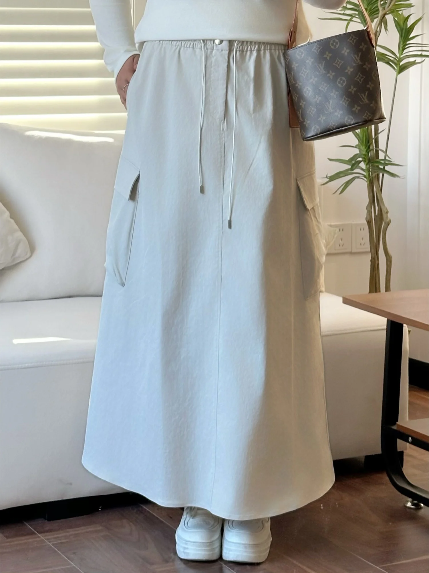 

High Waist Elastic A-Line Skirt for plus Size Women Spring New Style Versatile Hip Concealing Fashionable Casual Skirt