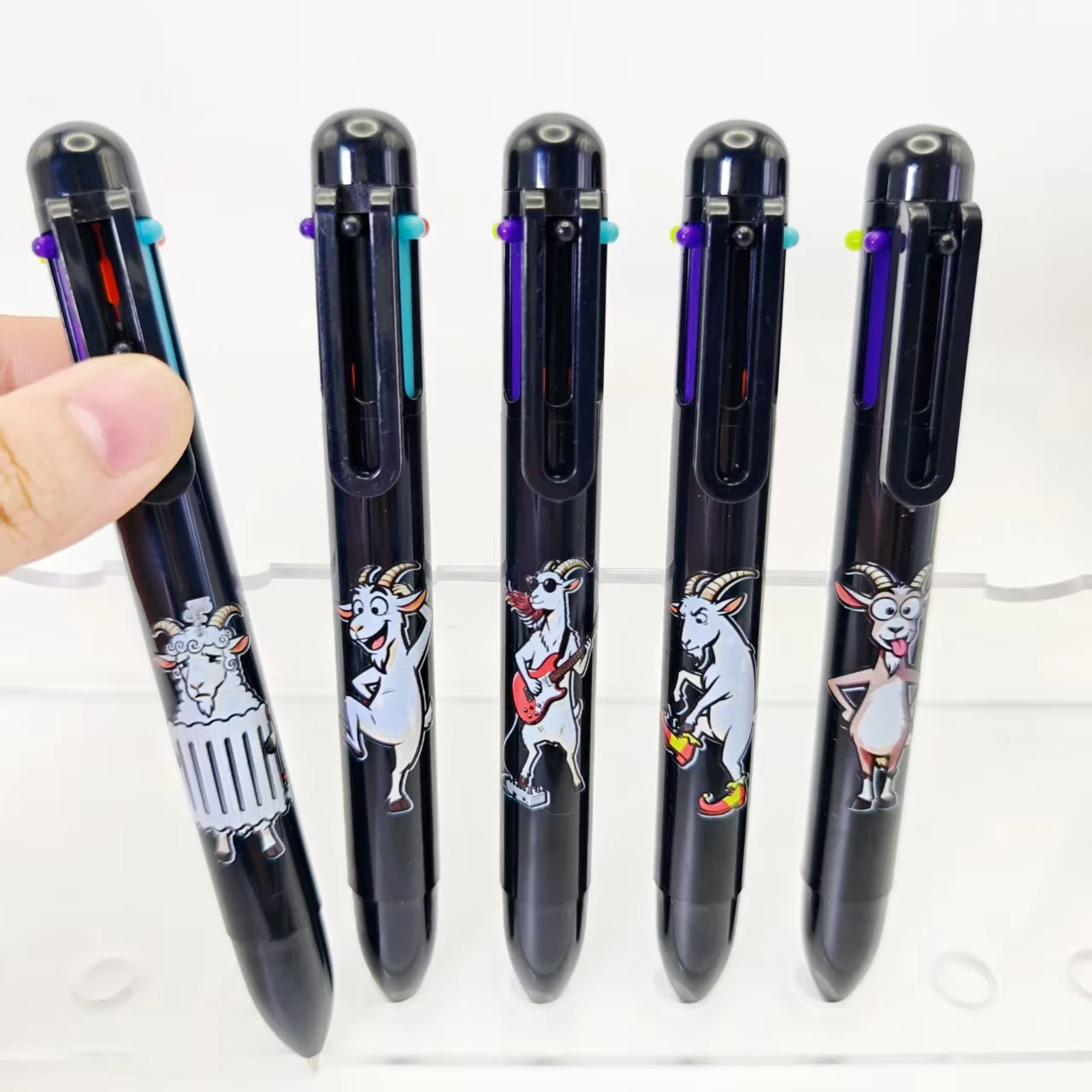 

6 шт./12 шт. забавная разноцветная шариковая ручка в форме козла, повседневный офис, канцелярские принадлежности для обучения студентов, подарочные ручки