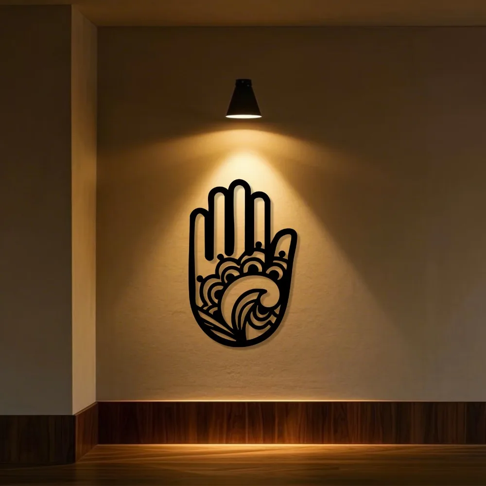 CIFBUY Iron Wall Art Hamsa Hand Evil Eye Metal Decor Rustproof Amulet Sculpture for Entryway Indoor Outdoor Jewish Islamic Home