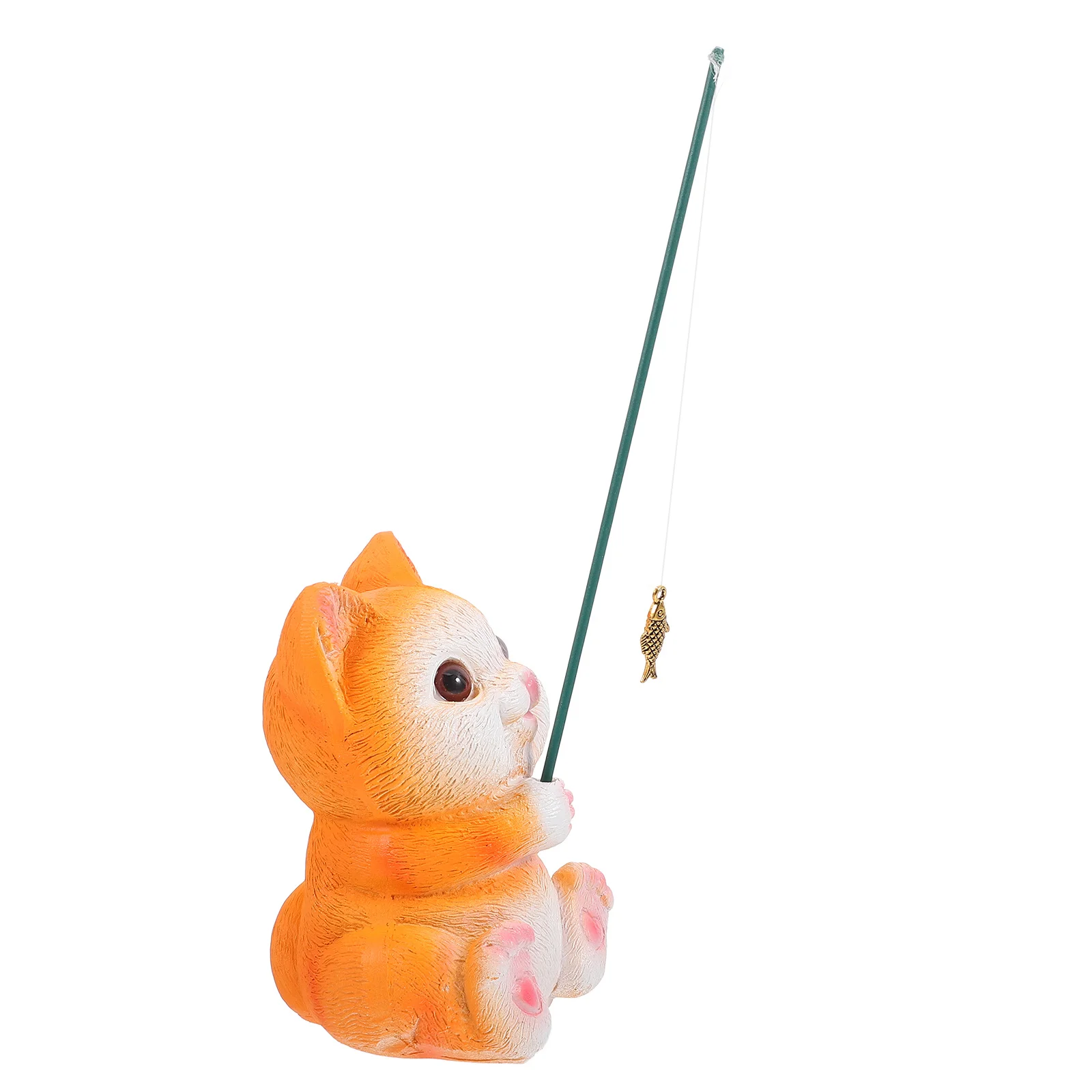 

Kitten Fishing nament Cat Decor Aquarium Tank Adornment Resin Craft Micro L Home Office Fish Hiding Place Statue