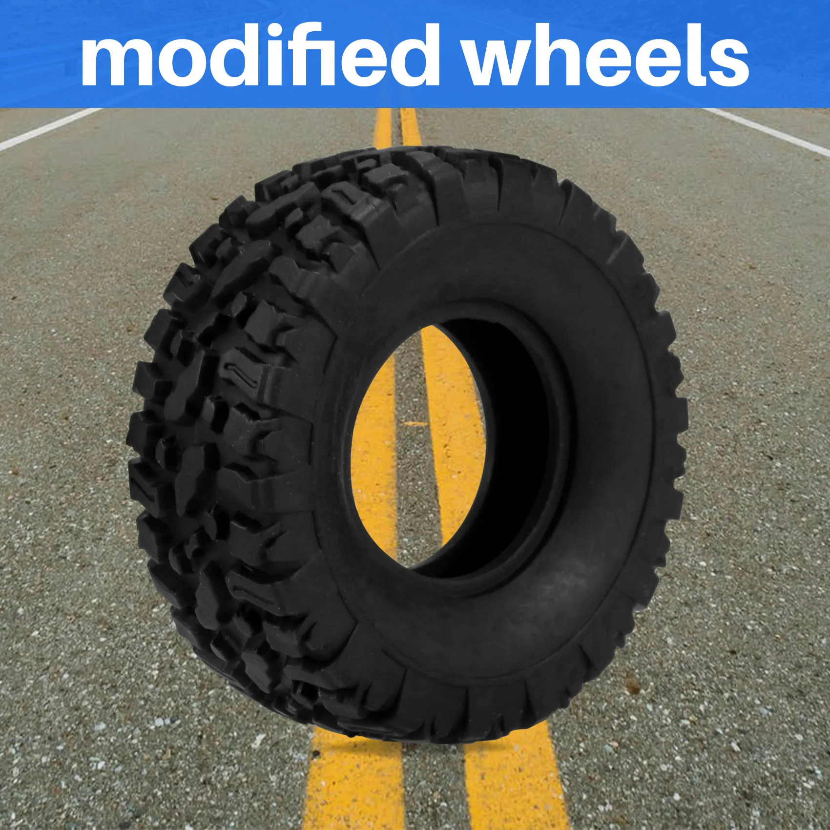 ABEZZ Double Wheel Metal Wheel Rim with Rubber Tire Tyre for WPL B16 B36 JJRC Q60 Q63 Q64 6WD 6X6 RC Truck,Black