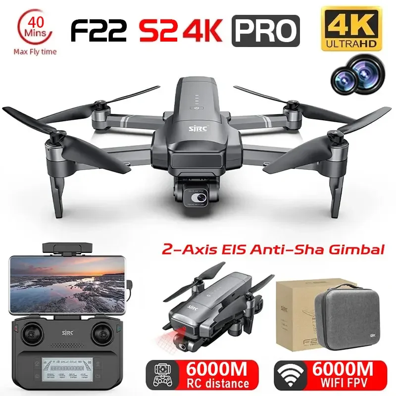 SJRC F22 S2 Pro Drone With 5G Wifi GPS 4K Camera Intelligent Laser Obstacle AvoidAnce RC Drones Professional Foldable Quadcopter