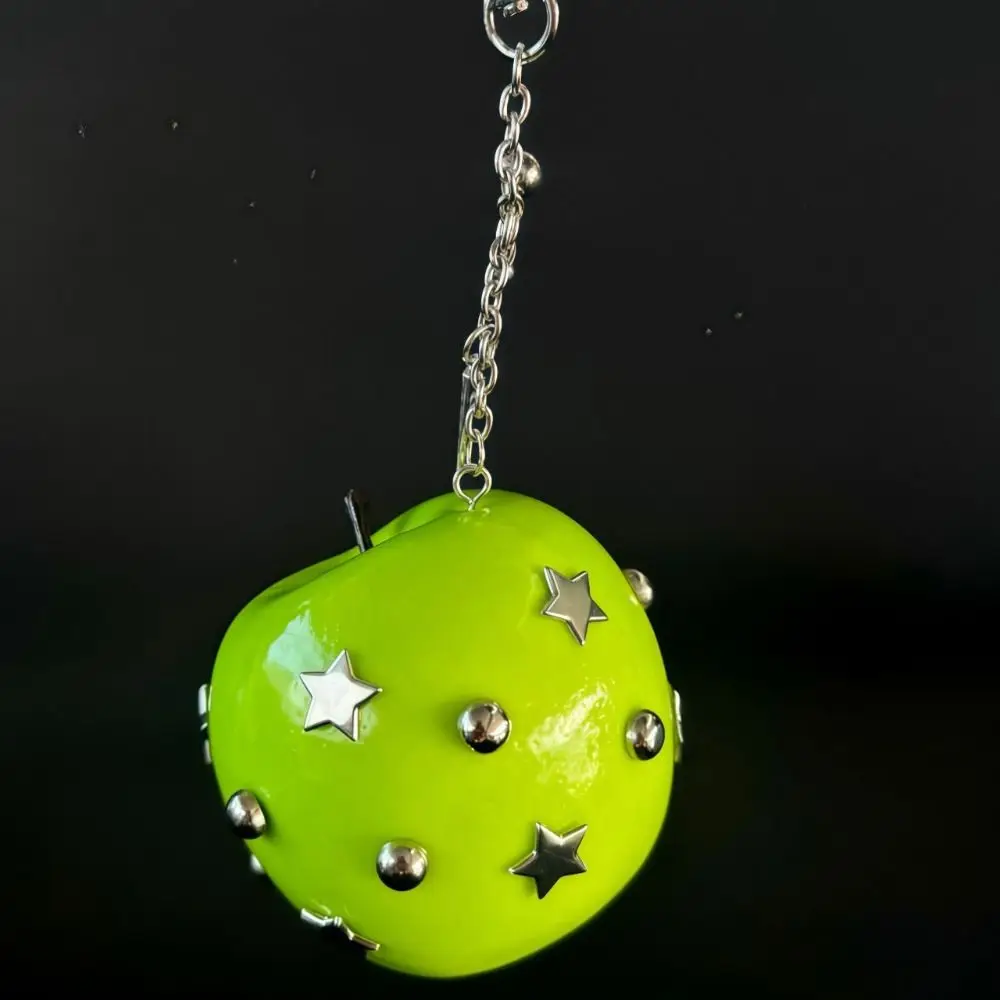 Y2K Simulation Fruit Keychain Lolita Harajuku Star Rivet Bag Charm Subculture Tomato Pu Fruits Bag Pendant Backpack Decor