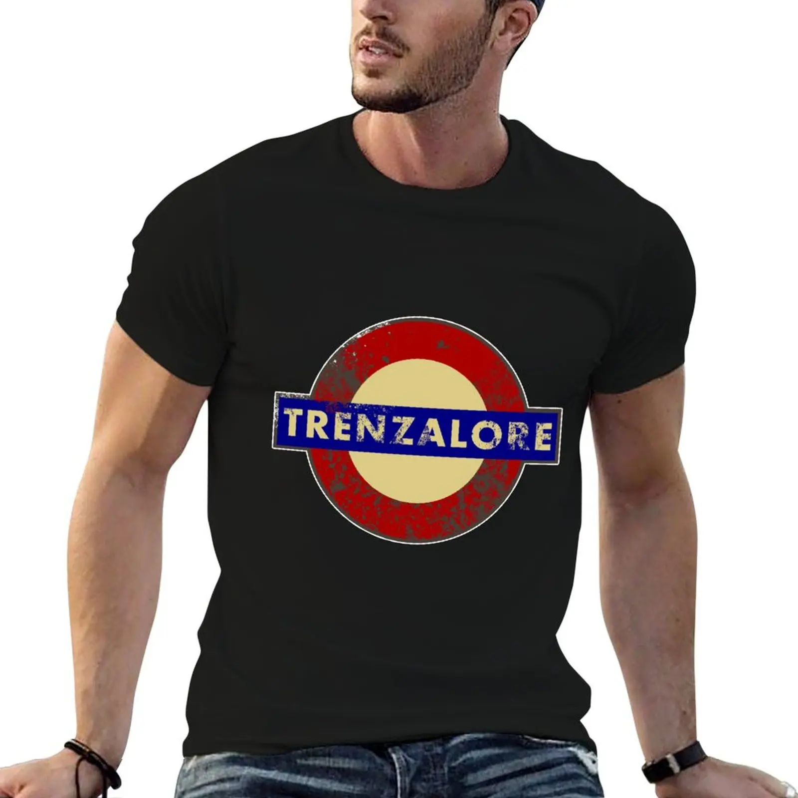 TRENZALORE TUBE STATION Camiseta masculina camisetas de algodão preto camiseta lisa para homem pacote camiseta