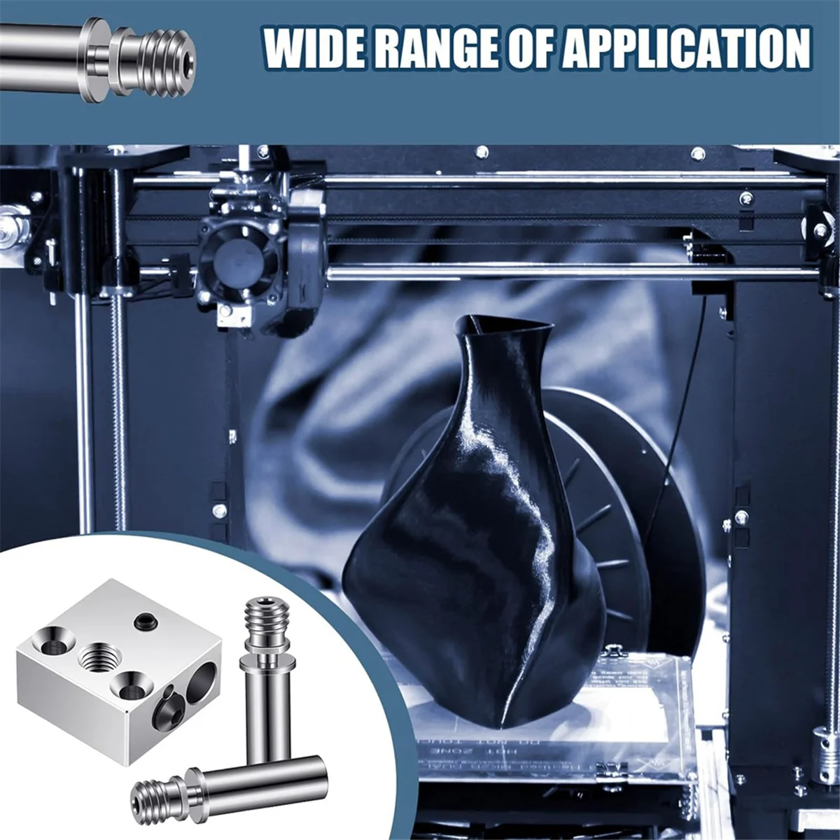 1 고온 CR-10 도금 구리 히터 블록, 2 티타늄 합금 히트 브레이크 열 배럴 튜브