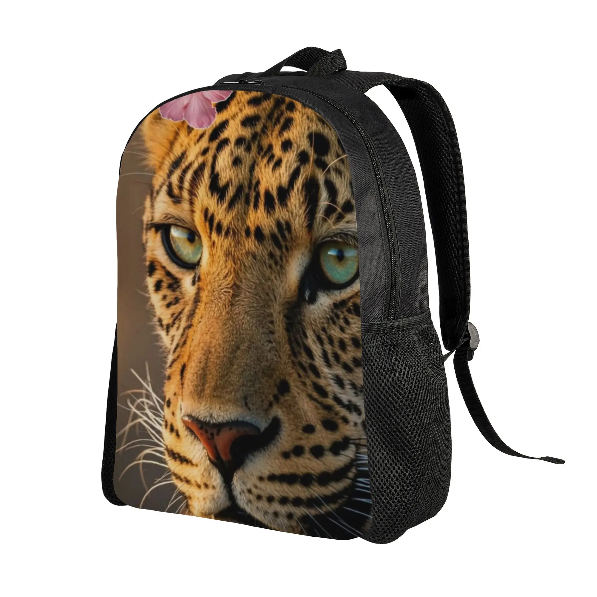 Handbag Back to school season Leopard With Pink Flower Head  Super Quality Backpack