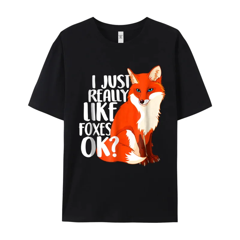 Mens Latest Tops Tees Round Neck VALENTINE DAY Premium Cotton Tshirts Printed Short Sleeve I Just Really Like Foxes Tee-Shirts