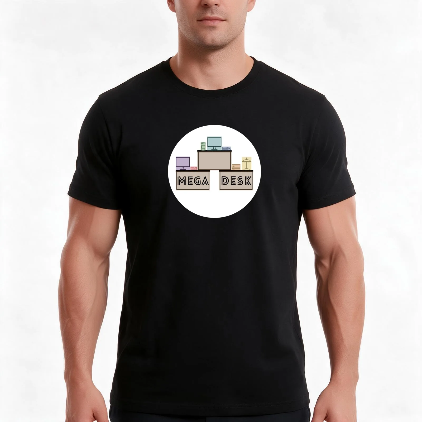 Hooked On Mega Desk T-Shirt, Summer Casual Cotton Tee, Oversized Streetwear Tops, Vintage Graphic Print, Loose Fit Short Sleeve