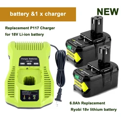 Li-ion for Ryobi ONE+ P102 P103 P107 P109 P104 P105 Batteries+P117 Charger 18V Lithium ion Battery Compatible with Cordless Tool