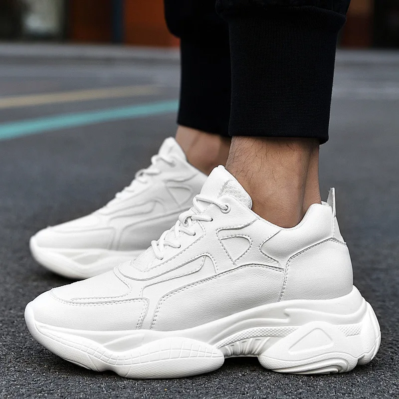 2024 Men Casual Sneakers Elevator Shoes Hidden Heels Fashion White Black 8CM Height Increasing Shoes For Man Trendy Sports Shoes