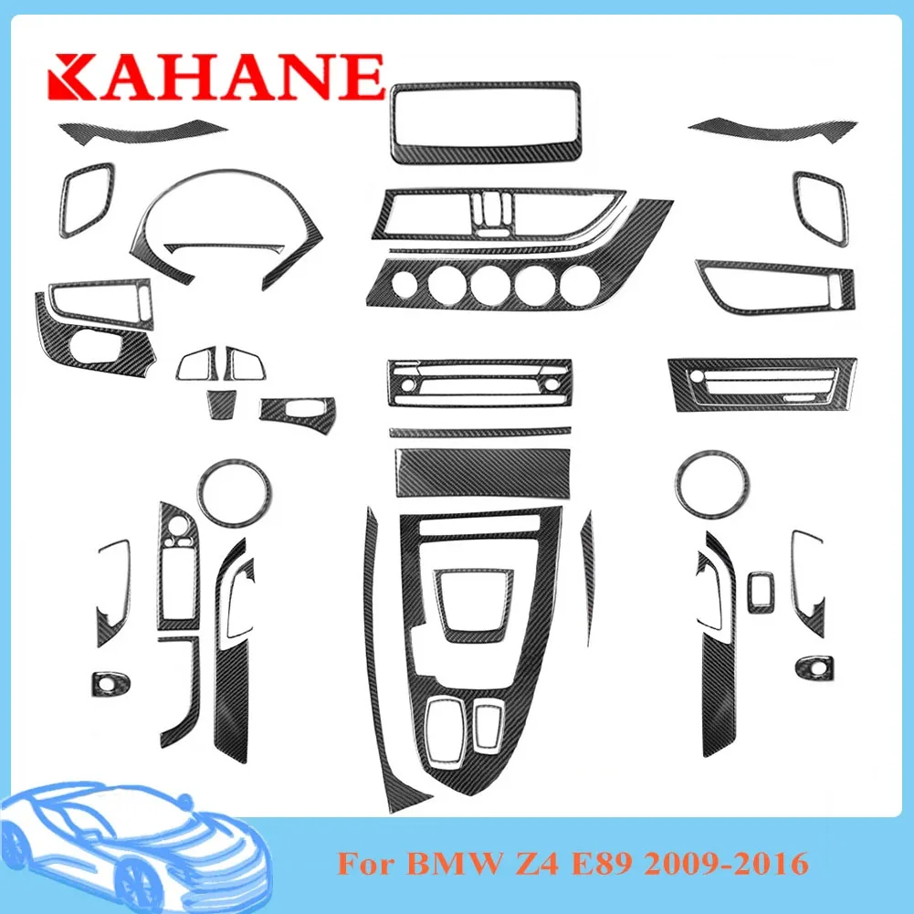 Car Carbon Fiber Stickers Kit Parts For BMW Z4 E89 2009-2016 Door Lock Steering Wheel Decorative Trim Black Interior Accessories