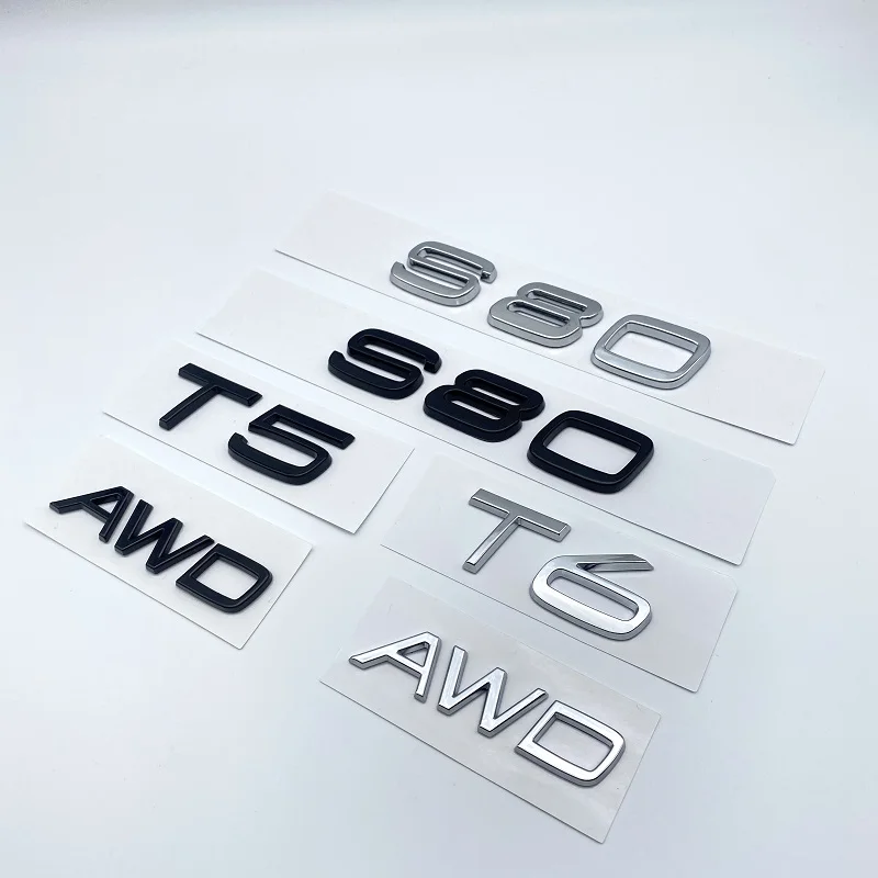 3D AWD T5 T6  Logo Emblem Badge Decal Car Sticker for Volvo S80 Car Stying  Glossy Black Emblem Nameplate Car Modification