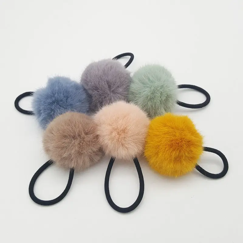 10Pcs Fluffy Fur Elastic Hair Band Soft Warm Hair Rope Stretchy Rubber Band Fashion Women Girls Kids Hair Ties Accessories