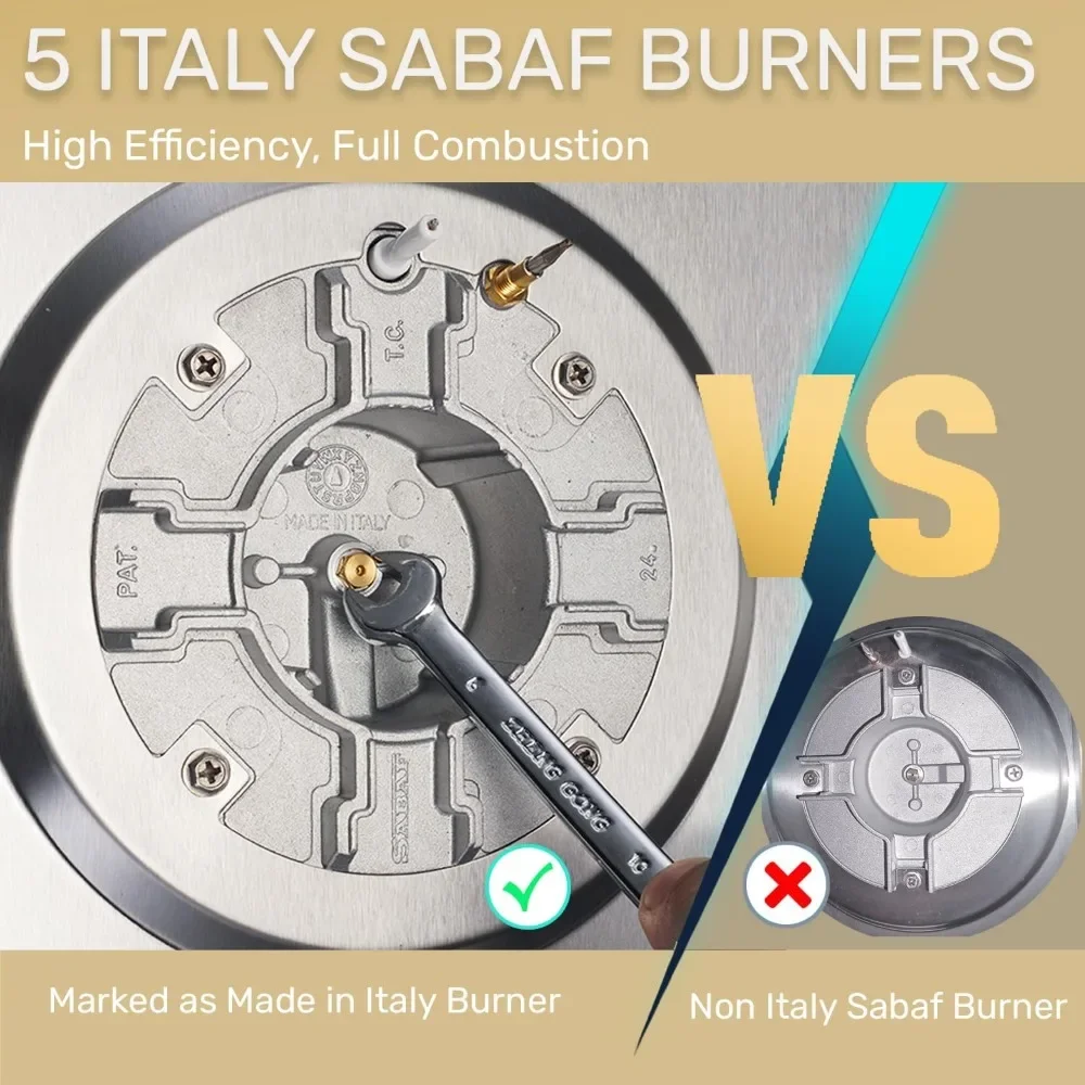 NG/GLP conversível, fogão a gás com queimador de aço inoxidável com proteção de termopar, 120 V AC. (36 polegadas)